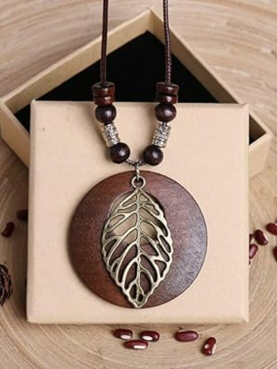 NEW Boho Leather Cord Necklace Handmade Boho Choker Long Bird Leather Chain - Picture 2 of 3